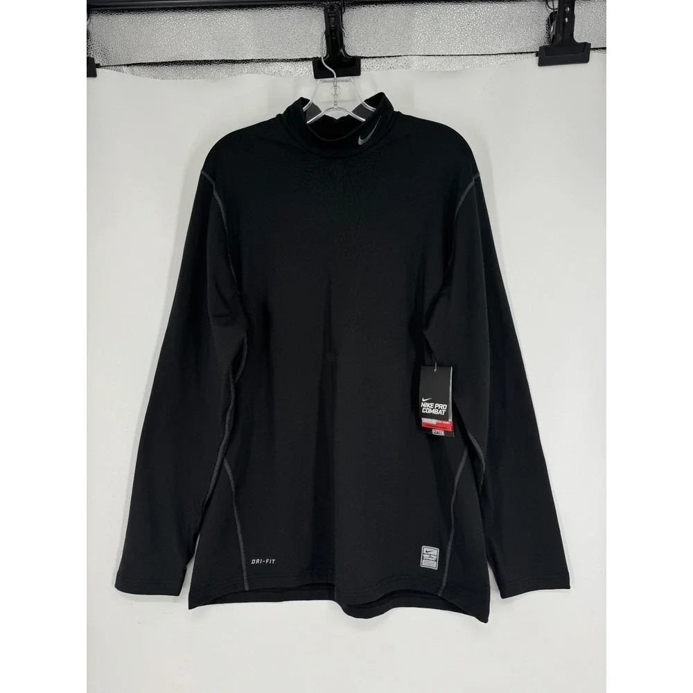 Nike Pro Combat Shirt Mens XL Dri Fit Mock Neck Fitted Long Sleeve 424897-010